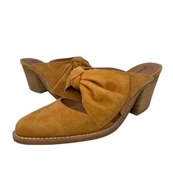 Jeffrey Campbell Cyrus Bow Mules, Mustard Yellow Suede size 8 - Picture 4 of 9